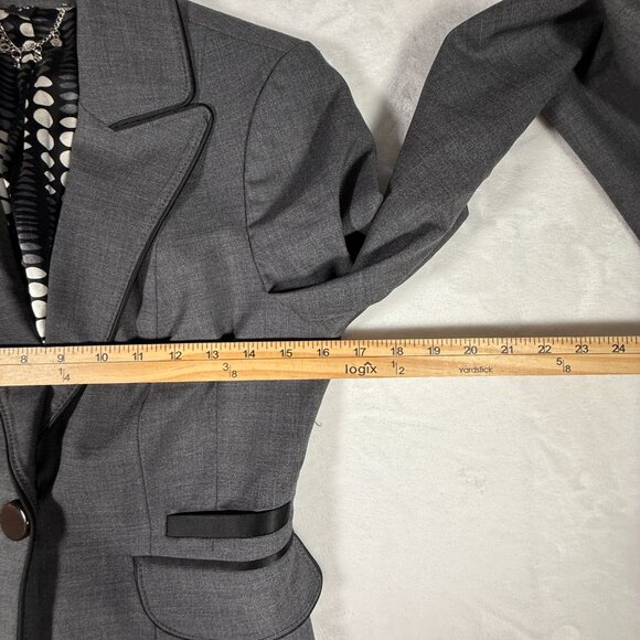 Bebe Blazer Women Size 6 Gray Wool Blend One-Button Office Jacket Lined EUC - Picture 3 of 13